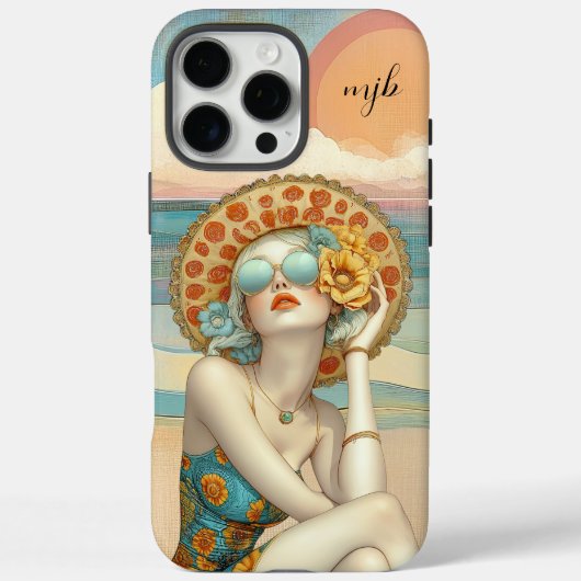 モノグラムレトログラムサマービーチウーマン Case-Mate iPhoneケース (裏面)