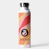 モノグラムレトロヒッピー70sピンクジオメトリックパステル ウォーターボトル (左面)