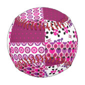 モノグラムレトロフラワースカル水玉模様 野球ボール (正面)