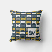 モノグラムレトロミッドセンチュリー幾何学海軍,マスタード クッション (裏面)