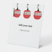 モノグラムレトロレッドスキーゴンドラリフトパーソナライズされた 台座サイン (正面)