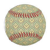 モノグラムレトロヴィンテージ緑と黄のパターン 野球ボール (正面)