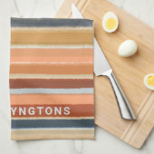 モノグラムレトロヴィンテージ70sボーストライプホカラフル キッチンタオル (四つ折り)