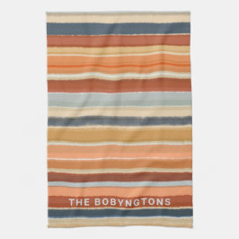 モノグラムレトロヴィンテージ70sボーストライプホカラフル キッチンタオル