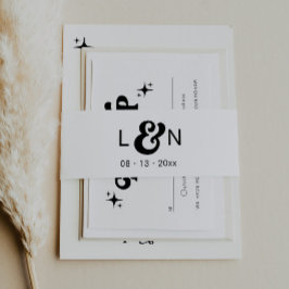 モノグラムレトロ70の白黒ベリーバンド 招待状ベリーバンド