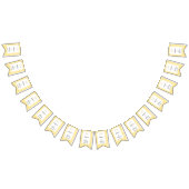 モノグラムレモンイエロー&ホワイトクローバーパターン バンティングフラッグ (全)