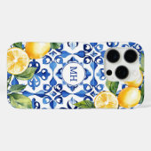 モノグラムレモンシトラスフルーツエレガント地中海の Case-Mate iPhoneケース (裏面 (横))