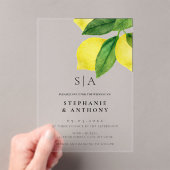 モノグラムレモンシトラスブ結婚ランチ アクリル招待状 (インサイチュ (ポータブル))