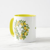 モノグラムレモンリースグリーンイエロー マグカップ (正面左)