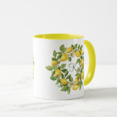 モノグラムレモンリースグリーンイエロー マグカップ (正面右)
