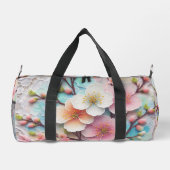 モノグラムレースのピンクの花柄 パステルチェリーブロッサム ダッフルバッグ (裏面)