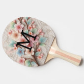 モノグラムレースの花柄ピンクパステル桜 卓球ラケット (横)