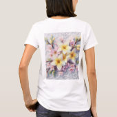 モノグラムレースピンクと黄色の春の花 Tシャツ (裏面)
