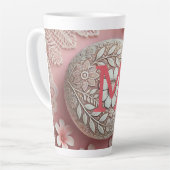 モノグラムレースピンク白フローライースター卵 カフェラテマグ (左アングル)