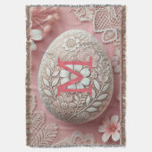 モノグラムレースピンク白フローライースター卵 スローブランケット (正面縦)