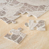 モノグラムレースフローラピンクオレンジティール(緑がかった色)ユリ ジグソーパズル (側面)