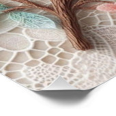 モノグラムレースフローラピンクパステルさくらんぼ花 ポスター (コーナー)