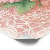 モノグラムレースフローラピンクホワイトブルーデイジー ポスター (コーナー)