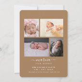 モノグラムレースベージュフォトコラージガール生まれたばかりのガール 案内状 (裏面)