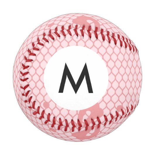 モノグラムレース模様、花ヴィンテージ3 野球ボール (正面左)