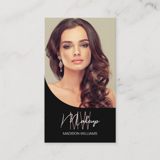 モノグラムロゴフォトメイクアップアーティストブラック 名刺 (正面)