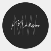 モノグラムロゴ白黒ミニマルモダンリスト ラウンドシール (正面)