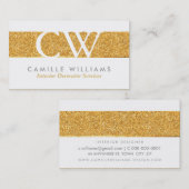 モノグラムロゴ頭が切れるグラマラス金ゴールド箔グリッター 名刺 (正面/裏面)