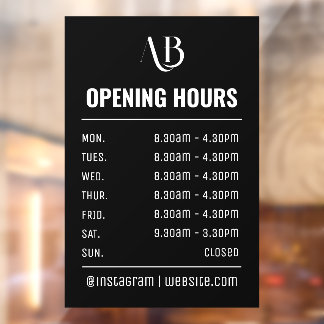 モノグラムロゴ オープニングタイムズ ウィンドウサイン