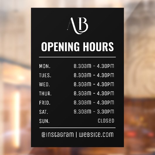 モノグラムロゴ オープニングタイムズ ウィンドウサイン (シート2)