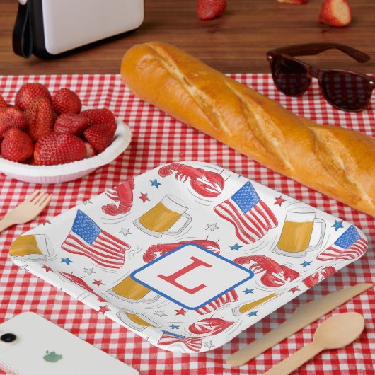 モノグラムロブスタービアフラッグスター ペーパープレート (ピクニック)