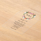 モノグラムロマンチックバラフローラハート アクリル招待状 (レイダウン)