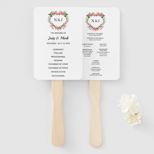 モノグラムロマンチックバラフローラハート ハンドファン (正面&裏面)