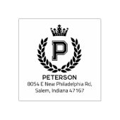 モノグラムローレルクラウンカスタム差出人住所 ラバースタンプ (インプリント)