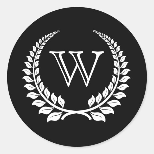 モノグラムローレルブラック/ホワイト ラウンドシール (正面)