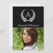 モノグラムローレルブラック/ホワイト 招待状 (正面)