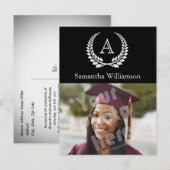 モノグラムローレルブラック/ホワイト 案内ポストカード (正面/裏面)