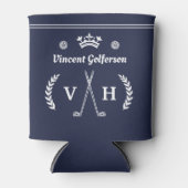 モノグラムローレルリースゴルフクラブクラウンネームブルー 缶クーラー (正面)