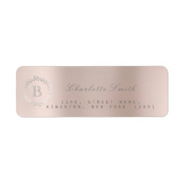 モノグラムローレルリースシルバー赤面差出人住所 ラベル