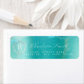モノグラムローレルリース海ブルー差出人住所 ラベル (インサイチュ)