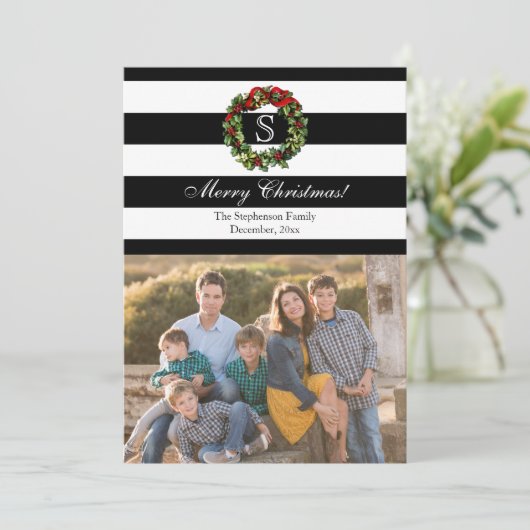 モノグラムワイドストライプクリスマスフォト シーズンカード (スタンド正面)