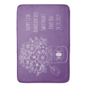 モノグラムワイルドフラワーブーケ手描きメイソンジャー バスマット (正面縦)