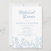 モノグラムワイルドフラワーペリウィンクルリハーサルディナー 招待状 (正面)