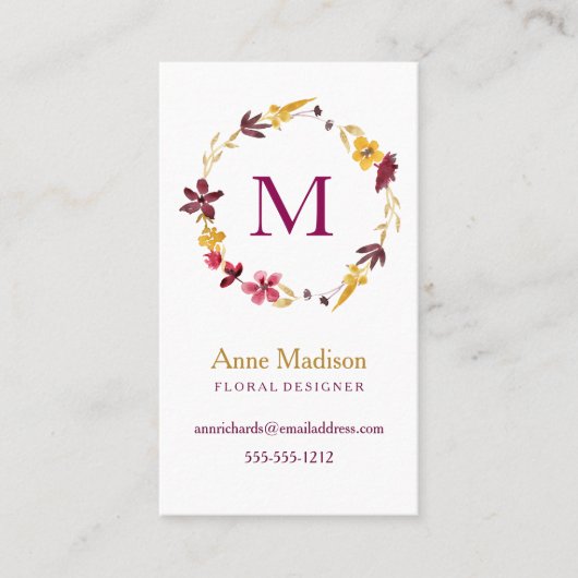 モノグラムワイルドフラワーリース 名刺 (正面)