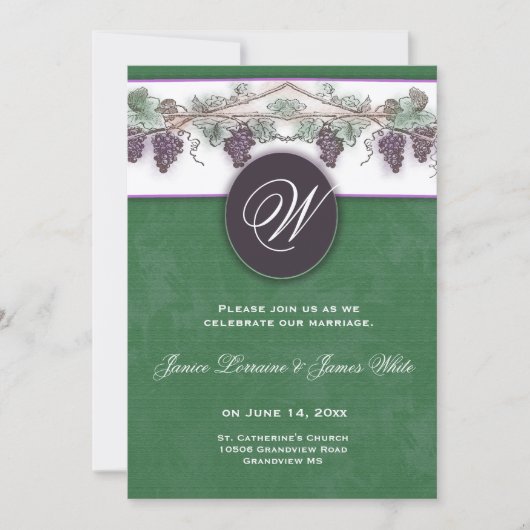 モノグラムワインのブドウの招待状 招待状 (正面)