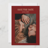 モノグラムワインレッドのミニマルな結婚式の写真 セーブザデート (正面)