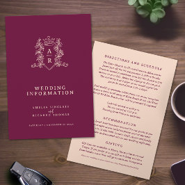 モノグラムワインレッド結婚ピーチのゲスト情報 エンクロージャーカード