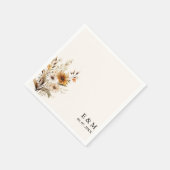 モノグラムワドウワイルドフラワーボホ結婚フローラ スタンダードカクテルナプキン (角)