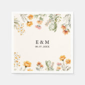 モノグラムワドウワイルドフラワーボホ結婚フローラ スタンダードカクテルナプキン (正面)