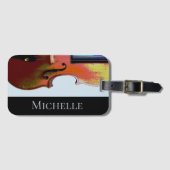 モノグラムヴァイオリンブルー&ブラックミュージック ラゲッジタグ (正面横)