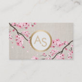 モノグラムヴィンテージさくらんぼブロッサムヘアメイクアップサロン 名刺 (正面)